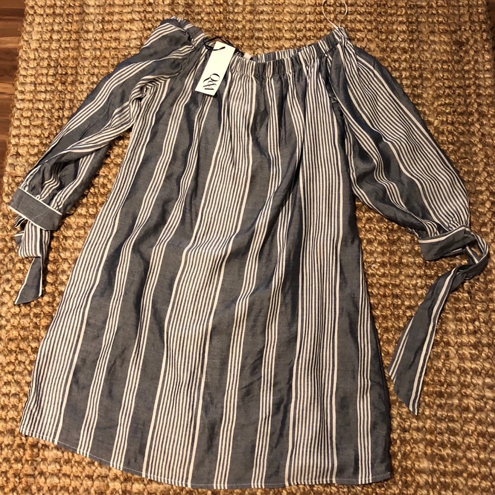 Q&A Striped Off the Shoulder Dress - Brand New